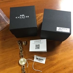 New Coach park signature charm gold tone bangle watch